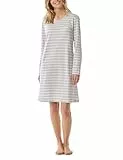 Schiesser Damen Langarm Weiche Baumwolle Bigshirt Mit Taschen - Nightwear Nachthemd, Silbergrau-Mel._181745, 44 EU