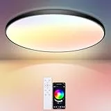 IEGLED LED Deckenleuchte mit Fernbedienung 24W，Modern Deckenlampe mit APP-Steuerung, Schlafzimmerlampe 2700K-6500K Dimmbar,Wohnzimmerlampe mit Farbwechsel,Ø30CM