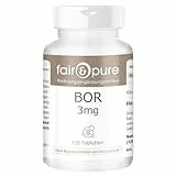 Fair & Pure Bor Tabletten 3mg (Boron) als Natriumtetraborat, 120 Tabletten, Nahrungsergänzungsmittel vegan ohne Magnesiumstearat, in Deutschland hergestellt