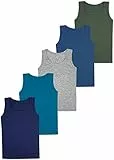 LOREZA ® 5 Jungen Unterhemden Baumwolle Tank Top - Basics (152-158 (12-13 Jahre), Modell 1-5er Pack)