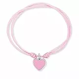 Herzengel Mädchen Kinder Armband aus rosa Nylon und einem Herz Anhänger aus rosa Emaille - Ösenverschluss - längenverstellbar - nickelfrei