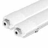 Peasur 2 Stück Feuchtraumleuchte LED 120CM, 3000K/4000K/6500K LED Deckenleuchte Röhre 36W 3960LM Leiste Flach, IP65 Wasserfest Lampe Lichtleiste für Werkstattlampe Kellerlampe Leuchtstoffröhre