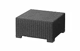 Allibert by Keter California Gartentisch aus Kunststoff, Beistelltisch für Garten, Terrasse & Balkon, runde Rattanoptik, quadratisch, graphit, 68 x 68 x 35 cm