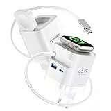 Einziehbares 65W ladegerät mit Kabeln für Apple Watch, 4-Port GaN USB C Ladegerät Netzteil mit Schnellladekabel für Apple Watch Ultra/10/9/SE Serie, MacBook Serie, iPhone, iPad, Tablet, Galaxy