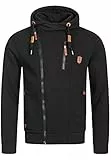 Indicode Herren Elm Kapuzensweatjacke | Herrenhoddie Hoodie Kapuzenpullover Männer Black, L