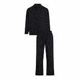 Calvin Klein Pyjama-Set für Herren, Schwarz, Knopf-Down, Schwarz , XL
