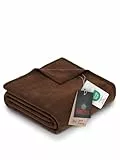 Ibena Porto XXL Decke 180x220 cm – Baumwollmischung weich, warm & waschbar, Tagesdecke braun einfarbig