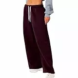 HSUAYEUD Hose Weitem Bein Jogginghose Damen – Sporthose Frauen Baumwolle| Sweatpants Slim Fit Freizeithose Lang | Trainingshose Fitness High Waist – Jogger Laufhosen Modern
