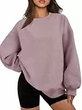 Cicy Bell Damen-Sweatshirt, übergroß, Rundhalsausschnitt, Fleece, lässig, bequem, rose, XXL