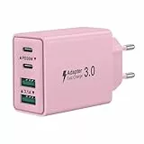 USB C Ladegerät, 40W-4 Ports USBC Stecker Schnellladegerät Netzteil für iPhone 17 16 15 14 13 12 11 Pro Max Plus, Samsung Galaxy Handys, Mehrfach Ladestecker mit PD+QC Power Adapter Stecker