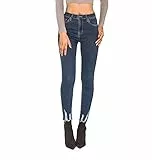 Nina Carter P090 Damen Skinny Fit Jeanshosen HIGH Waist Used-Look Jeans (Dunkelblau (P090-12), S)