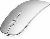 AE WISH ANEWISH Bluetooth Maus fur Laptop/iPad/iPhone/Mac/PC/Tablet, Wiederaufladbare Leise Mini Maus für Windows/Linux/Android, 3 DPI Einstellbar Bluetooth Silber