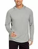 PINSPARK UV Shirt Herren Sport Tshirts UPF 50+ UV Sonnenschutz Langarmshirt Hoodie Kapuzenpullover mit Daumenloch Rashguard Atmungsaktiv Surfen Angeln Wandern Top Solides Grau XXL