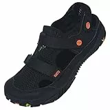 Hsyooes Barfußschuhe Herren Sportsandalen Damen Aquaschuhe Verstellbare Strandschuhe Weit Wandersandalen Schnell Trocknend Surfschuhe Sommer Schwarz EU45