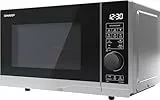 Sharp Mikrowelle YC-PG204AE-S mit Quarzgrill 20L, Silber, 700W Mikrowelle, 900W Grill, Halb-digitale Steuerung