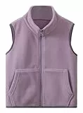 Happy Cherry Kinder Fleeceweste Unisex Ärmellose Jacke Kleinkind Stehkragen Winddichter Reißverschluss Fleece Weste Solide Leichte Kinderjacke 140 CM