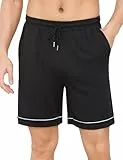 Crewhpo Schlafanzughose Herren Kurz Pyjamahose Baumwolle Kurze Schlafhose Einfarbige für Männer Sommer Nachtwäsche Haushose Freizeithose Yogahose mit Taschen