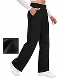 Desol Hosen Damen Waffel Lang Palazzo Hose Elegant Stoffhose Anzughose Damen Weite Sommerhose mit Taschen High Waist Hose Damenhose Weites Bein