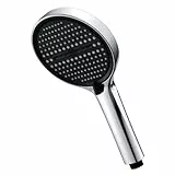 GRIFEMA Handbrause 130 mm, 4 Strahlarten, Hochdruck Duschkopf mit Silikondüsen, Chrom, Anti-Kalk, Einfache Reinigung, Universelle Passform, G806