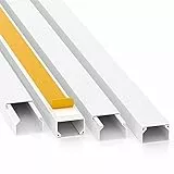 CILSON Kabelkanal 20 m / 20x 1 m Lang - 25 mm Breit 16 mm Hoch, Selbstklebend Weiß, Bodenbelochung u. Doppelseitiges Schaum Klebeband Extra Stark