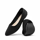 DREAM PAIRS Damen Ballerinas Schuhe eleganter Spitzenzehe Slip-On Schuhe Formelle Schuhe aus Wildleder Business Büro Freizeit Bequeme Dämpfung,Size 39,Schwarz,DWUMFA2506