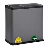 SVITA TC2Combo35 Mülleimer 35Liter Grau kombiniert 12L+23L doppelt Abfalleimer Küchen-Eimer 2er- Mülltrennung Treteimer