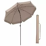 Sekey Sonnenschirm Balkon 200cm mit Schutzhülle Sonnenschirm Strand für Balkon Garten & Terrasse Neigungswinkel und Höhe verstellbar UV-Schutz bis UPF 50+ Sonnenschutz