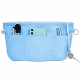 Grantop Handtaschen Organizer Nylon, Handtaschen Organizer mit Schlüsselbun, Taschenorganizer Filz Bag in Bag Tasche Organizer, Innentaschen für Handtaschen mit Schlüsselkette (Blau M)
