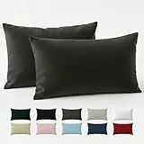 Kissenbezug 40 x 80 Renforcé Baumwolle (2er-Set) - Anthrazit - Dicht gewebt mit 57 Fäden/cm² - Kissenbezug 40x80 cm - Oeko Tex Zertifiziert - Dreamzie