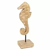 Logbuch-Verlag Seepferdchen Deko Figur braun aus Holz Badezimmer Spa Wellness-Hotel Dekoration 19 cm