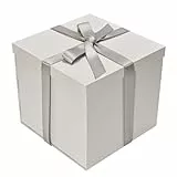 Tekhoho Weiß Geschenkbox 22x22x20,5cm, Premium Geschenkboxen für Geschenke mit Deckel und Geschenkband für Valentinstag, Weihnachten, Hochzeit, Geburtstag, Geschenkverpackungen, karierte Innenfutter