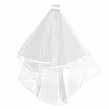 Brautschleier Kurzer Hochzeits Brautschleier mit Kamm Schleier kurz Bridal Tüll Softtüll Schleier Ribbon Edge Brautschleiers für JGA Halloween Bräute Dusche Junggesellinnenabschied Hochzeit Hen Party