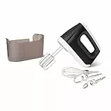 Amazon Basics Elektrischer Handmixer, 400W, 6 Geschwindigkeiten mit Turbo, Aufbewahrungskoffer, Mittelgroß, Schwarz