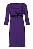 HAPPY MAMA. Damen Umstands-Nachthemd mit Stillfunktion. Stillshirt 3/4-Arm. 255p (Lila, 36-38, S)