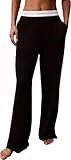 Calvin Klein Damen Pyjamahose Logo Jersey mit Logobung, Schwarz (Black), XL
