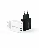 Tupneuf [2er-Pack] 60W USB C Ladegerät 4-Port (Schwarz & Weiß), 30W PD Mehrfach Netzteil Schnellladegerät für iPhone 17 16 15 14 Pro Max, iPad, Samsung S25, Kompakt Ladeadapter Stecker