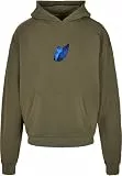 Mister Tee Upscale Unisex Kapuzenpullover Le Papillon Heavy Oversize Hoody, Unisex Hoodie mit Rückenprint, Oversize Fit, Olive, M