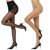 Yilanmy Strumpfhosen Damen 15 DEN Transparent Strumpfhose Hohe Taille Komfortbund Feinstrumpfhose Nylon Seidenstrumpfhosen 2 Paar (Schwarz*1+Hautfarben*1, S)