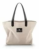 Emma Jonasson Shopper Damen -Faltbare Umhängetasche mit Reissverschluss und Innentasche - Große Handtasche, Henkeltasche, Einkaufstasche (Beige, Medium)