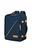American Tourister Take2Cabin - EasyJet Kabinentasche 45 x 36 x 20 cm, 38 L, 0.70 kg, Handgepäck, Flugzeug Rucksack M Underseater, Blau/Orange (Dark Navy/Radiant Orange)