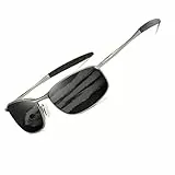kimorn Polarisierte Sonnenbrille Herren Retro Rechteckig Rahmen Klassisch Unisex Gläser K0535 (Grau&Schwarz)