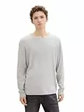 TOM TAILOR Denim Herren Strickpullover aus Baumwolle, 15398 - Light Stone Grey Melange, L