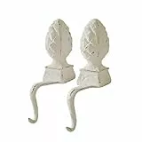 Loberon Eisenzapfen Set Lucielle | Weihnachtsdeko Garderobenhaken | Tischdeko Aus Gusseisen | Für Kaminsims, Regale & Kommoden | 2 Stück, antikweiß