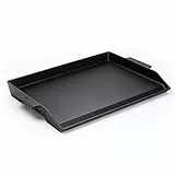 Gusseiserne Grillplatte 58,6 x 40,5 cm, Universal Plancha mit Antihaftbeschichtung, große Grillplatte für Gasgrill, Holzkohlegrill, Gasherd und Kochfeld, Schwarz