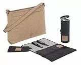 LÄSSIG Baby Wickeltasche Umhängetasche mit Zubehör veganes Leder/Tender Shoulder Bag camel