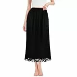 ACWOO Unterrock Damen, Unterrock Damen ca. 80 cm, Unterröcke Petticoat mit elastischem Bund, Unterröcke Elegantes Unsichtbar Underskirt(Schwarz)