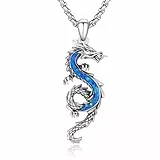 CUOKA MIRACLE Drachen Kette für Herren 925 Sterling Silber Drachen Anhänger Opal Halskette Damen Unisex Drachen Schmuck Valentinstag Geschenke für Männer Mädchen