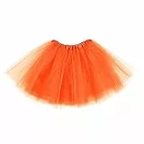 Tüllrock Damen Retro Tütü Rock Dreilagiger Tüll Tutu Rock für Erwachsene mit Futter 80er Jahre Tüll Rock für Halloween Rock Party Festival Feier Orange