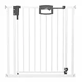 Geuther Türschutzgitter Easylock Plus | Treppenschutzgitter ohne Bohren Breite 80,5-55,5 cm | Türgitter Baby Holz-Metall | Kinderschutzgitter beidseitig öffnend | Kindersicherung Tür | Weiß