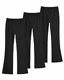 KEREDA Schlaghose Mädchen Leggings Schlag Kinder Flared Teenager Hosen Baumwolle Leggins Lange 3er-Pack Schwarz/Schwarz/Schwarz 146-152